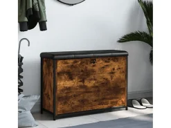 Banco zapatero con cajón abatible roble ahumado 82x32x56 cm