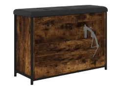 Banco zapatero con cajón abatible roble ahumado 82x32x56 cm