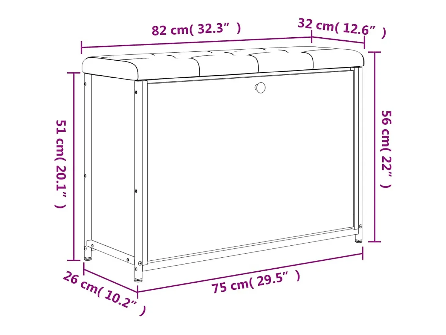 Banco zapatero con cajón abatible roble ahumado 82x32x56 cm