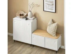 Banco Zapatero con Puertas Correderas Armario Multifuncional para Entrada con Estantes 85 x 37 x 49 cm Blanco FSR116-W SoBuy ES