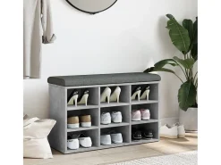Banco zapatero de hormigón gris 82x32x50 cm madera de ingeniería