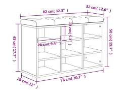 Banco zapatero de hormigón gris 82x32x50 cm madera de ingeniería