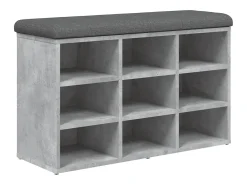 Banco zapatero de hormigón gris 82x32x50 cm madera de ingeniería