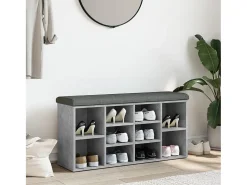 Banco zapatero de hormigón gris 102x32x50 cm madera de ingeniería
