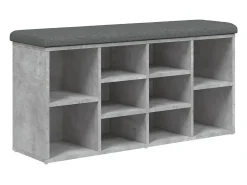 Banco zapatero de hormigón gris 102x32x50 cm madera de ingeniería