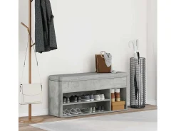 Banco zapatero de hormigón gris 102x30,5x45 cm madera de ingeniería