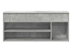 Banco zapatero de hormigón gris 102x30,5x45 cm madera de ingeniería