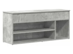 Banco zapatero de hormigón gris 102x30,5x45 cm madera de ingeniería