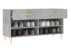 Banco zapatero de hormigón gris 102x35x55 cm madera de ingeniería