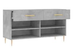 Banco zapatero de hormigón gris 102x35x55 cm madera de ingeniería
