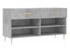 Banco zapatero de hormigón gris 102x35x55 cm madera de ingeniería