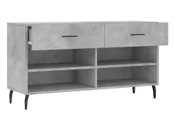 Banco zapatero de hormigón gris 102x35x55 cm madera de ingeniería