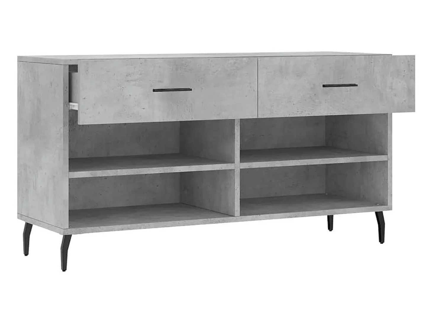 Banco zapatero de hormigón gris 102x35x55 cm madera de ingeniería