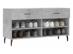 Banco zapatero de hormigón gris 102x35x55 cm madera de ingeniería