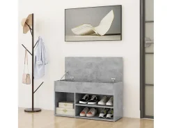 Banco zapatero de hormigón gris 80x30x45 cm Madera de ingeniería