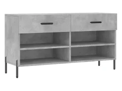 Banco zapatero de hormigón gris 102x35x55 cm madera de ingeniería