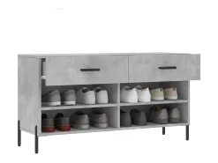 Banco zapatero de hormigón gris 102x35x55 cm madera de ingeniería