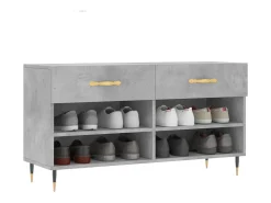 Banco zapatero de hormigón gris 102x35x55 cm madera de ingeniería