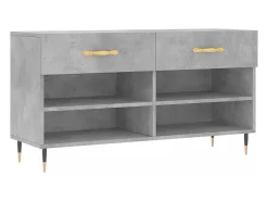Banco zapatero de hormigón gris 102x35x55 cm madera de ingeniería