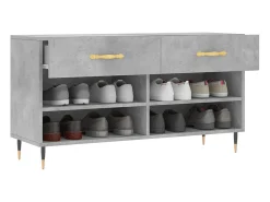 Banco zapatero de hormigón gris 102x35x55 cm madera de ingeniería