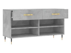 Banco zapatero de hormigón gris 102x35x55 cm madera de ingeniería