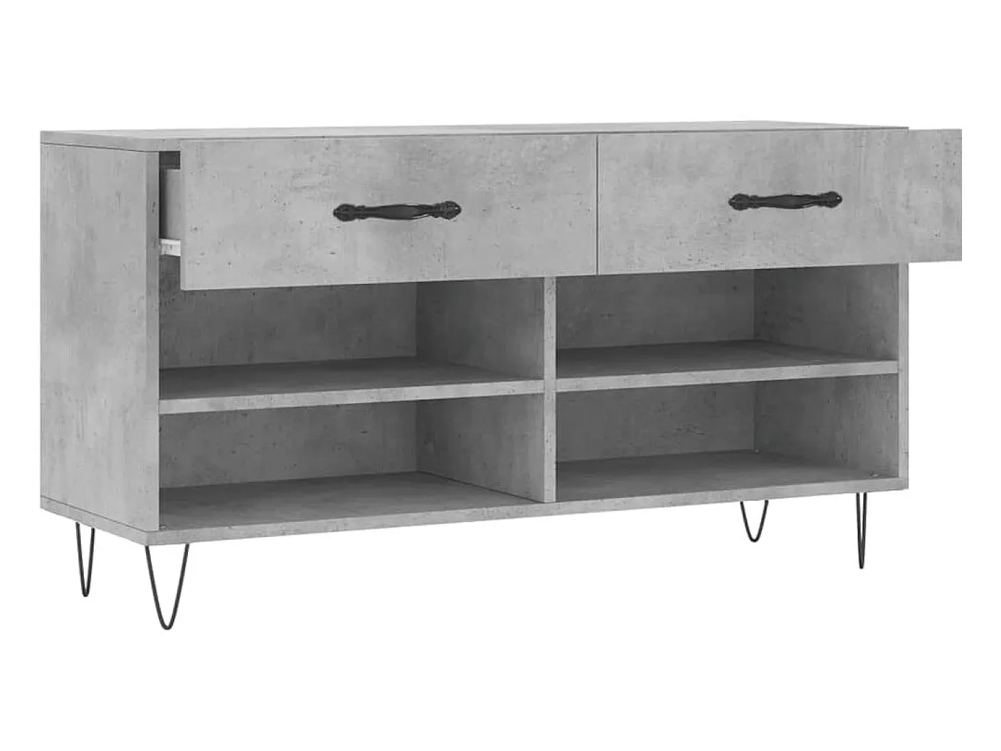 Banco zapatero de hormigón gris 102x35x55 cm madera de ingeniería