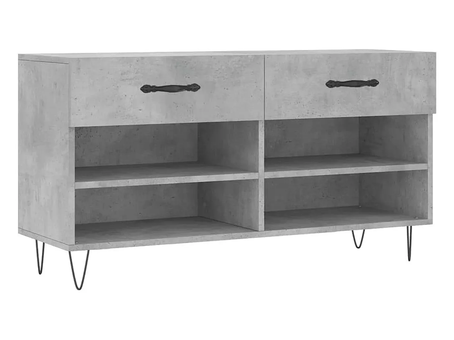 Banco zapatero de hormigón gris 102x35x55 cm madera de ingeniería
