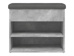 Banco zapatero de hormigón gris 62x32x50 cm madera de ingeniería
