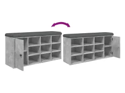 Banco zapatero de hormigón gris 102x32x50 cm madera de ingeniería