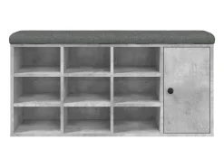 Banco zapatero de hormigón gris 102x32x50 cm madera de ingeniería