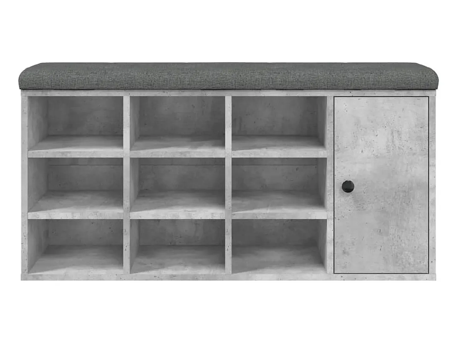 Banco zapatero de hormigón gris 102x32x50 cm madera de ingeniería
