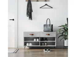 Banco zapatero de hormigón gris 102x35x55 cm madera de ingeniería