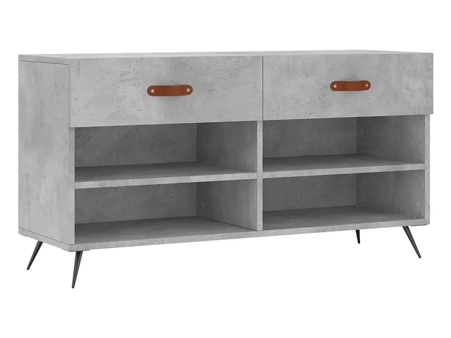 Banco zapatero de hormigón gris 102x35x55 cm madera de ingeniería