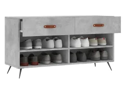 Banco zapatero de hormigón gris 102x35x55 cm madera de ingeniería