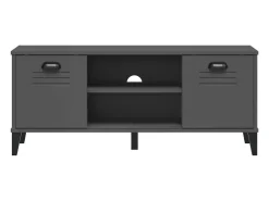 Banco zapatero de madera maciza de pino color gris antracita