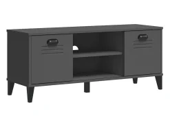 Banco zapatero de madera maciza de pino color gris antracita