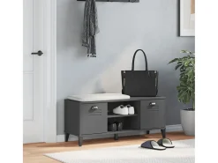 Banco zapatero de madera maciza de pino color gris antracita