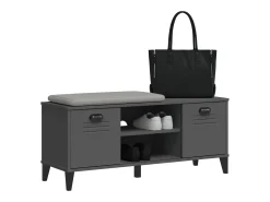 Banco zapatero de madera maciza de pino color gris antracita