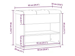 Banco zapatero de madera antigua 62x32x50 cm madera de ingeniería