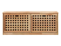Banco zapatero de madera maciza de nogal 94x20x38 cm ES523168