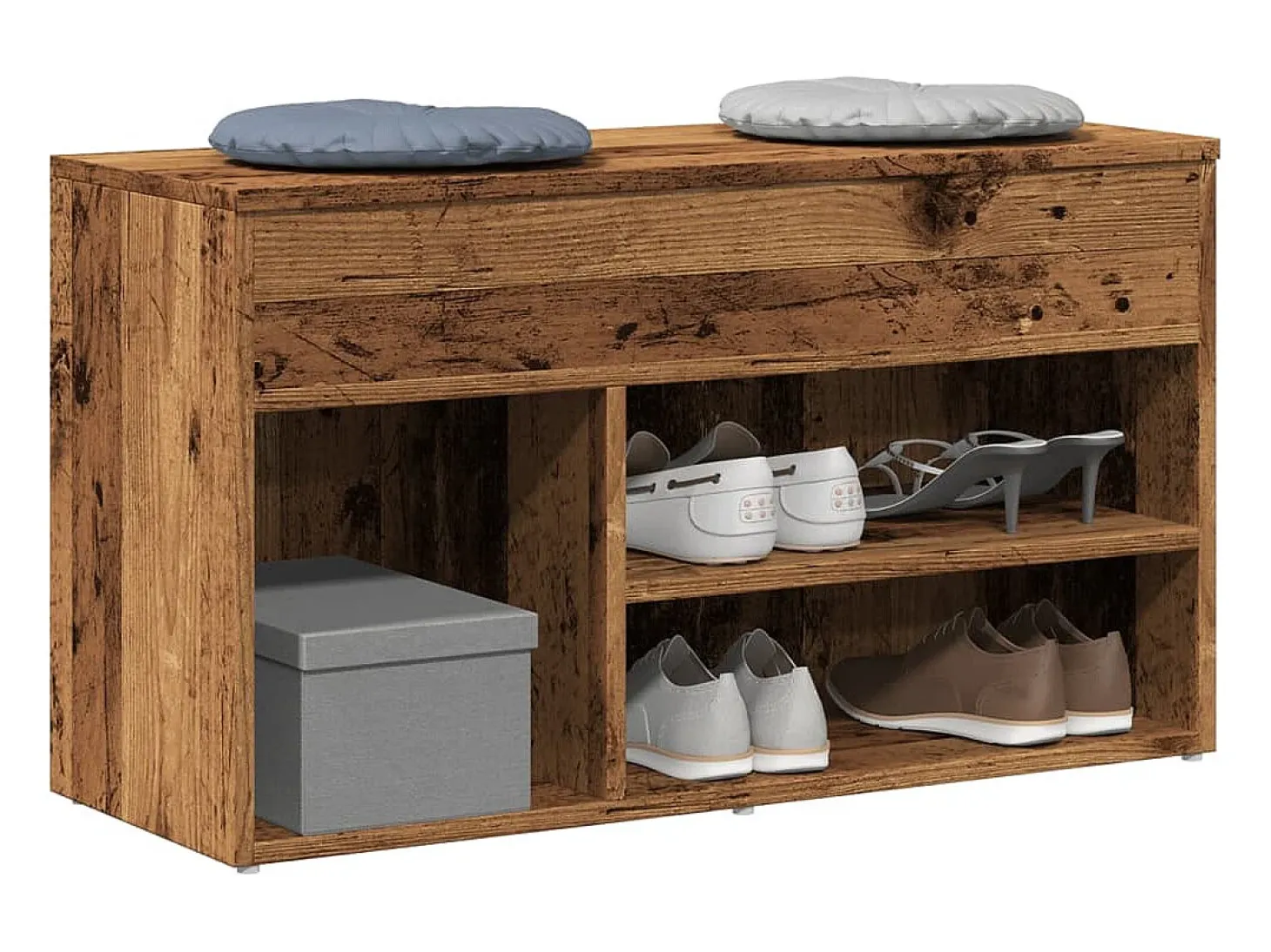 Banco zapatero de madera antigua 80x30x45 cm madera de ingeniería