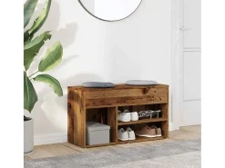 Banco zapatero de madera antigua 80x30x45 cm madera de ingeniería