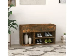 Banco zapatero de roble ahumado 80x30x45 cm Madera de ingeniería