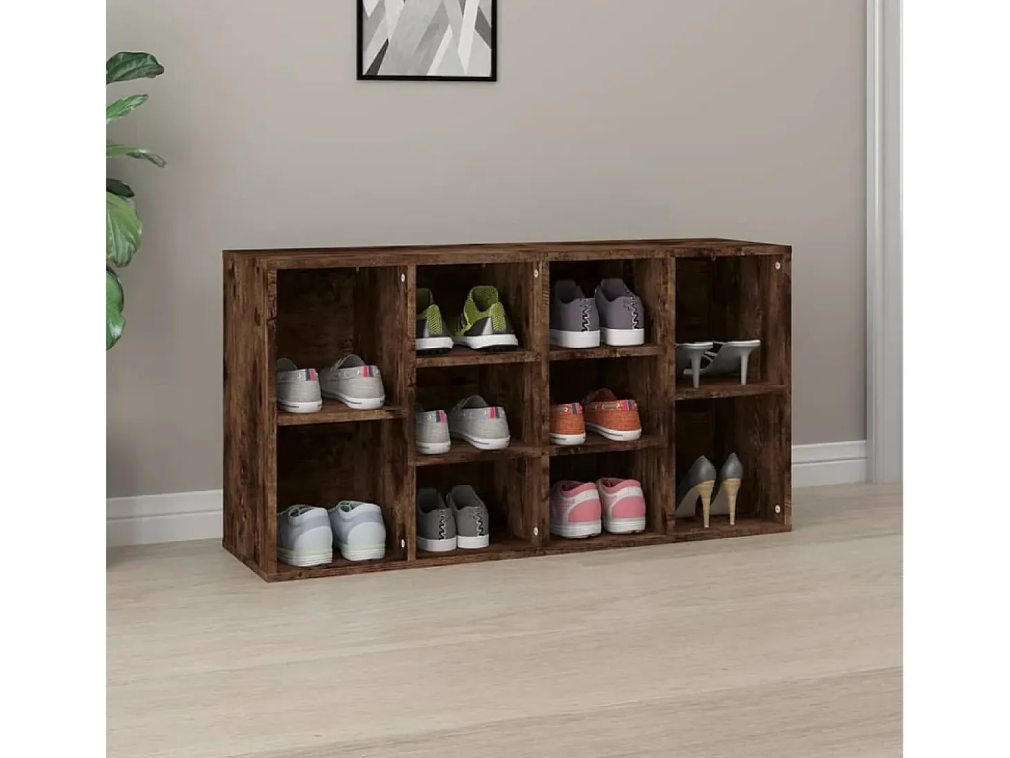 Banco zapatero de roble ahumado 103x30x54,5 cm Madera de ingeniería