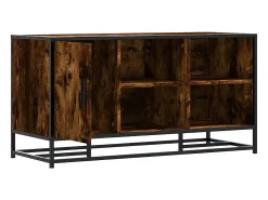 Banco zapatero de roble ahumado, madera de ingeniería y metal