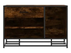 Banco zapatero de roble ahumado, madera de ingeniería y metal