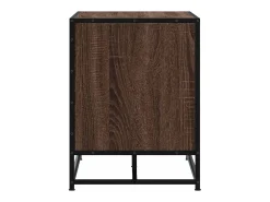Banco zapatero de roble marrón fabricado con madera de ingeniería y metal.