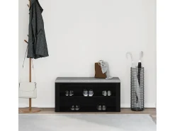 Banco zapatero de roble negro 100x35x45 cm Madera de ingeniería