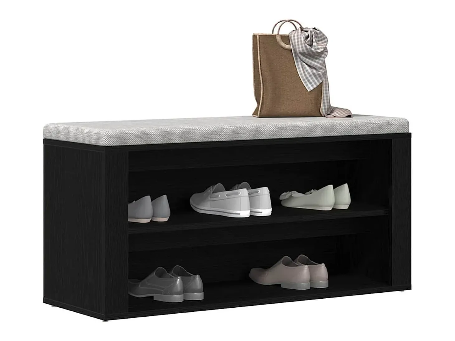 Banco zapatero de roble negro 100x35x45 cm Madera de ingeniería