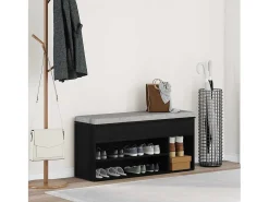 Banco zapatero de roble negro 102x30,5x45 cm madera de ingeniería